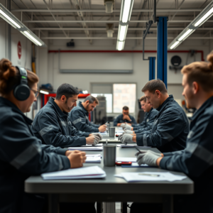 Professionals engaged in face-to-face training at a modern workshop environment.
